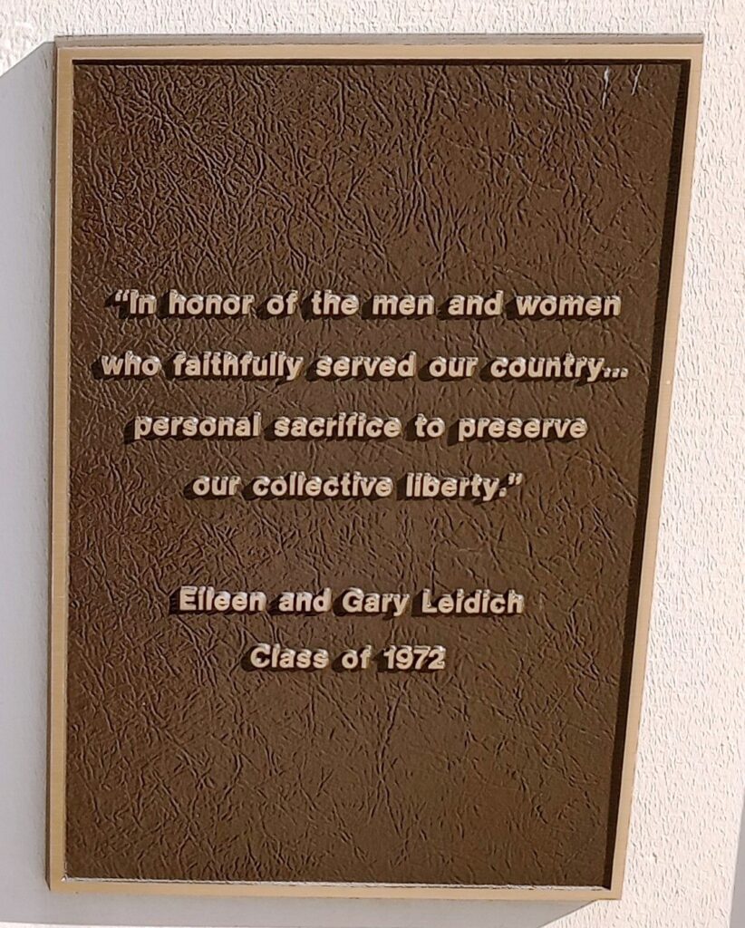 CLASS OF 72 VETERANS MEMORIAL PLAQUE