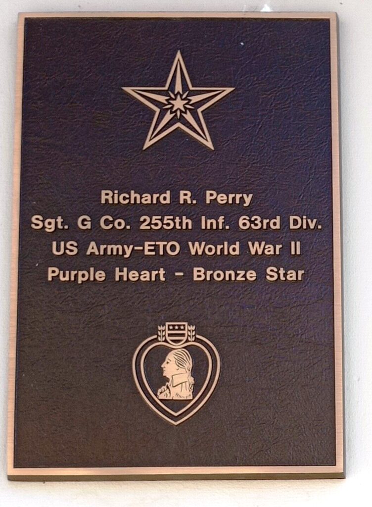 RICHARD R PERRY WAR MEMORIAL PLAQUE
