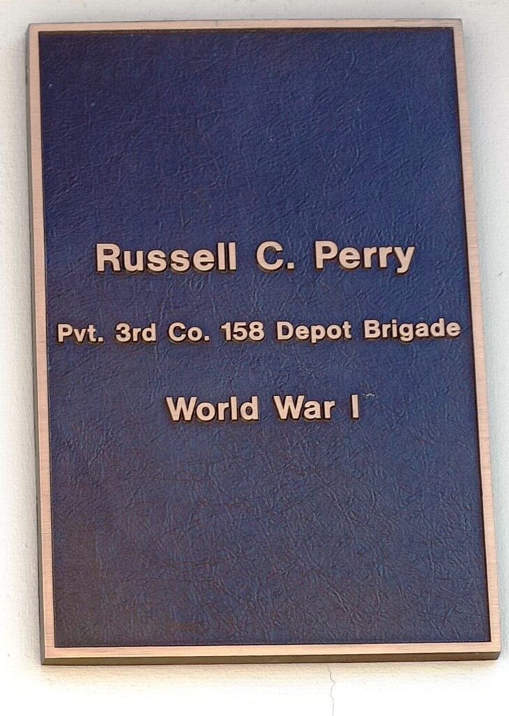 RUSSELL C. PERRY WAR MEMORIAL PLAQUE