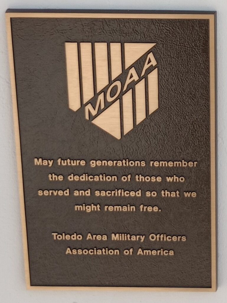 MOAA VETERANS WAR MEMORIAL PLAQUE