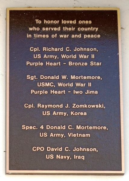 TO HONOR LOVED ONES WAR MEMORIAL PLAQUE