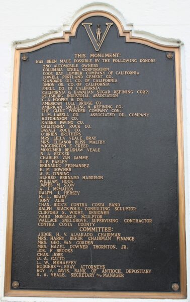 CONTRA COSTA COUNTY WORLD WAR MEMORIAL PLAQUE C