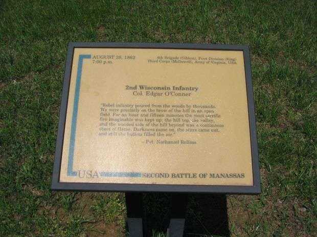 2ND WISCONSIN INFANTRY WAR MEMORIAL PLAQUE