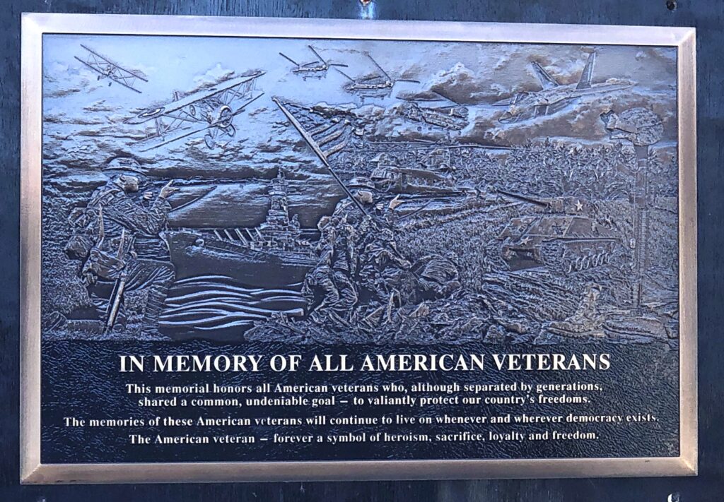 HILLSIDE CEMETERY IN MEMORY OF ALL AMERICAN VETERANS MEMORIAL PLAQUE