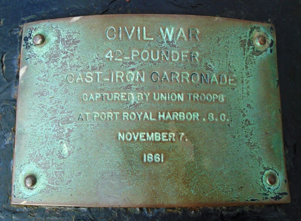 CIVIL WAR 42-POUNDER CAST-IRON CARRONADE MEMORIAL PLAQUE