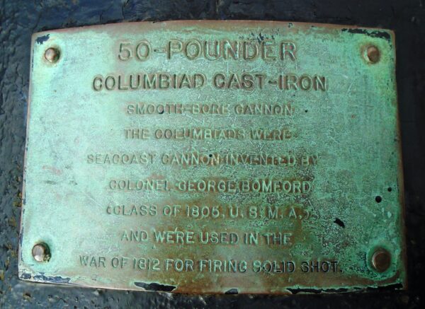50-POUNDER CAST-IRON COLUMBIAD MEMORIAL PLAQUE