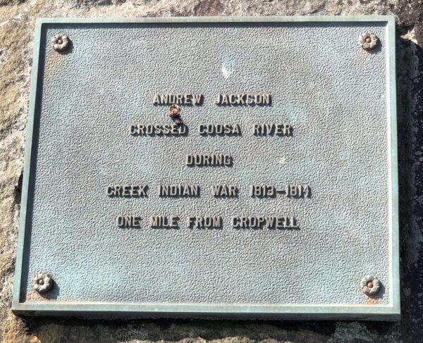 ANDREW JACKSON CREEK INDIAN WAR MEMORIAL PLAQUE