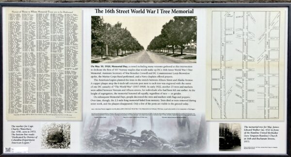 THE 16TH STREET WORLD WAR I TREE MEMORIAL PLAQUE