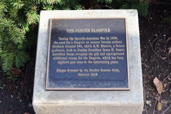 THE PURDUE FLAGPOLE WAR MEMORIAL PLAQUE