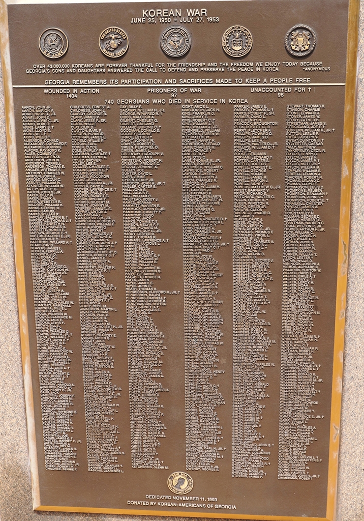 GEORGIA REMEMBERS ITS KOREAN WAR VETERANS MEMORIAL PLAQUE
