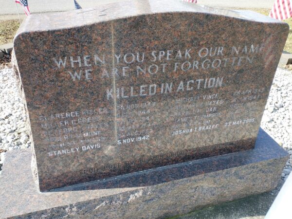 WESTON VETERANS MEMORIAL BACK