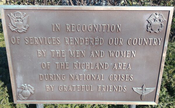 RICHLAND AREA VETERANS MEMORIAL PLAQUE