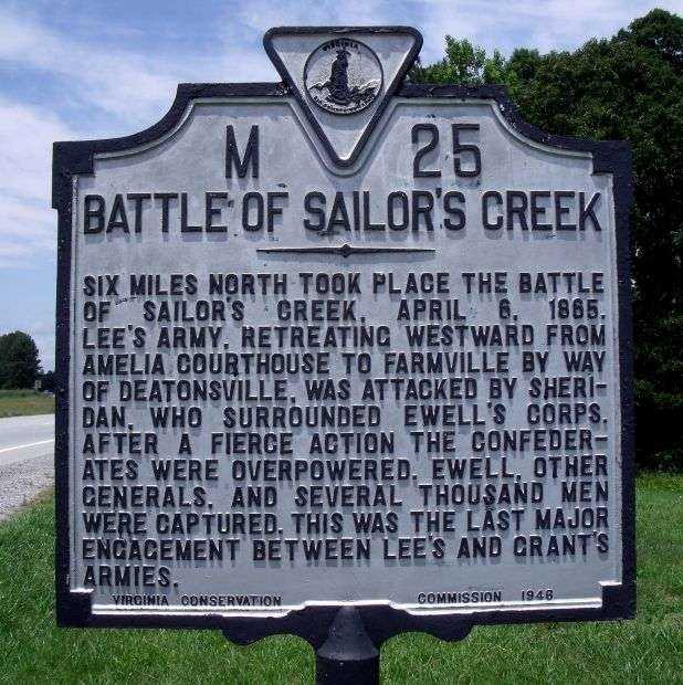BATTLE OF SAILOR’S CREEK WAR MEMORIAL MARKER
