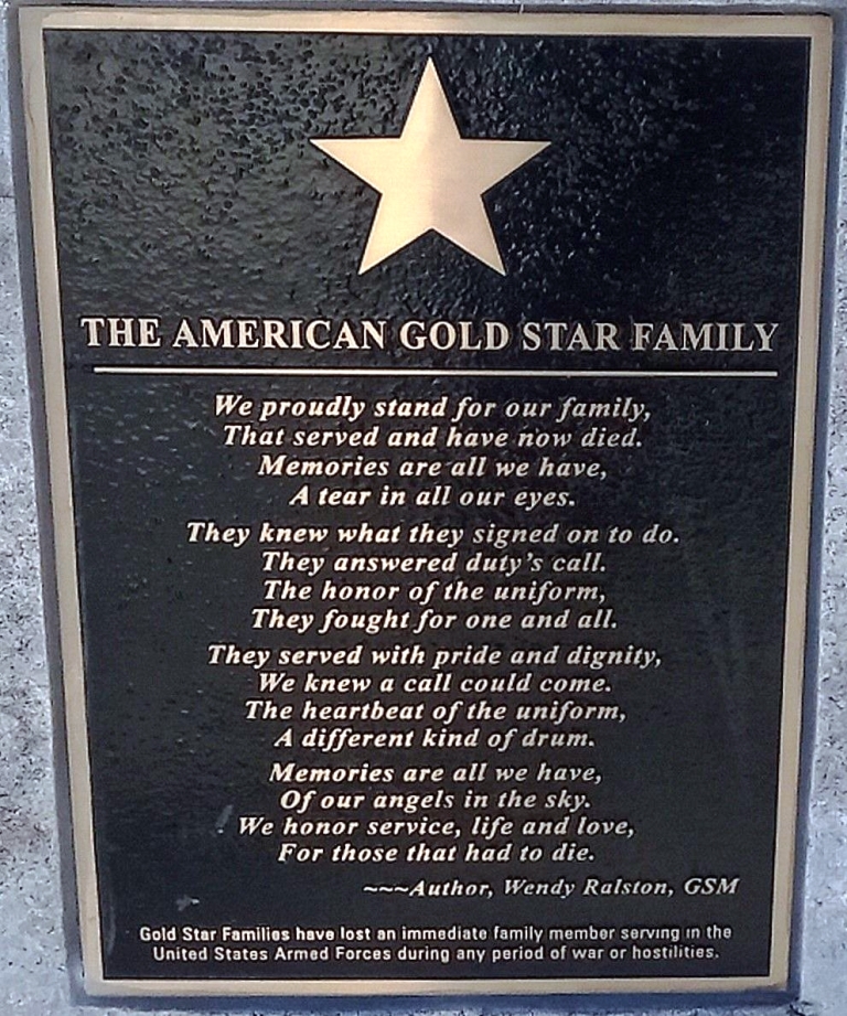 THE AMERICAN GOLD STAR FAMILY WAR MEMORIAL PLAQUE