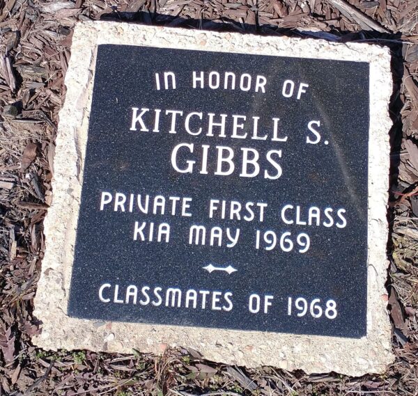 KITCHELL S. GIBBS WAR MEMORIAL TREE PLAQUE