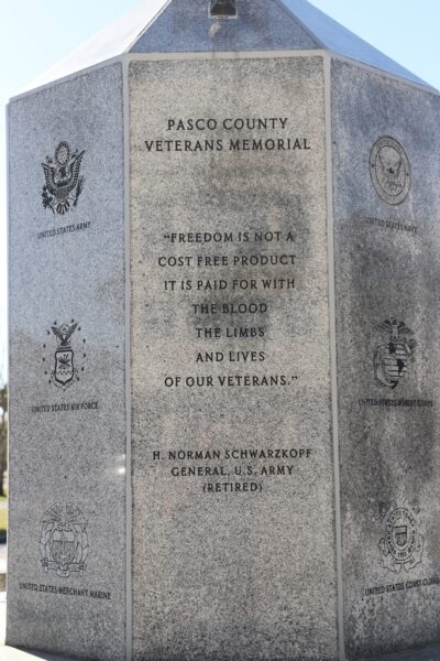 PASCO COUNTY VETERANS MEMORIAL SIDE A