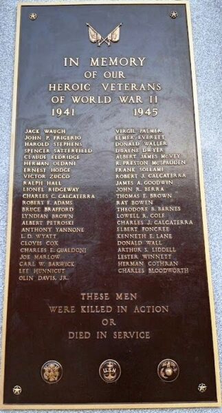 HERRIN WAR MEMORIAL PLAQUE B