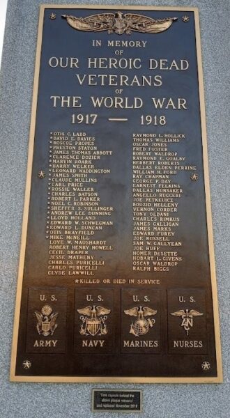 HERRIN WAR MEMORIAL PLAQUE A