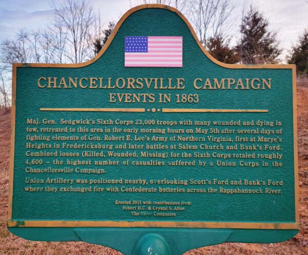 CHANCELLORSVILLE CAMPAIGN EVENTS IN 1863 MEMORIAL MARKER