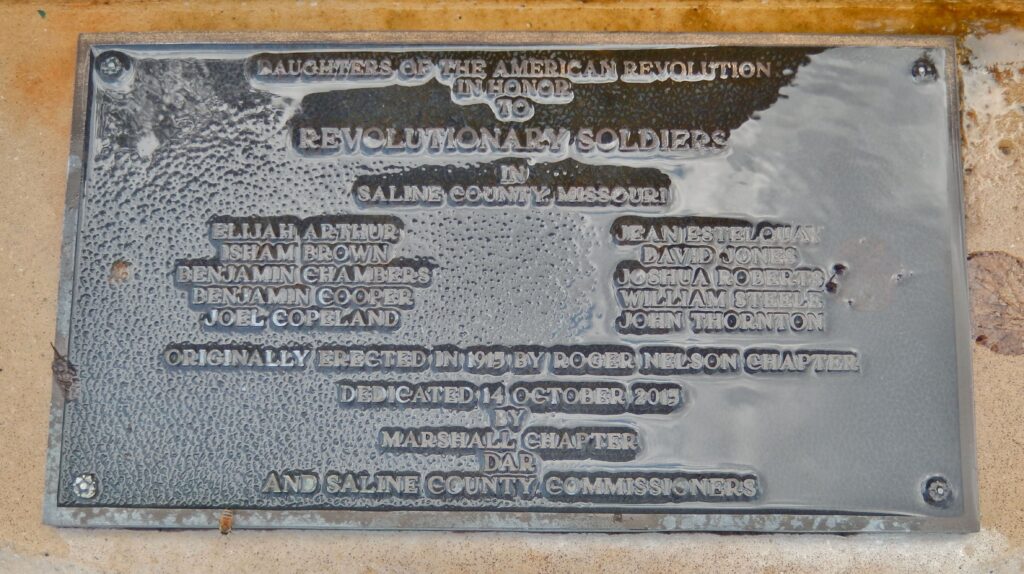 REVOLUTIONARY SOLDIERS IN SALINE COUNTY, MISSOURI MEMORIAL FOUNTAIN PLAQUE