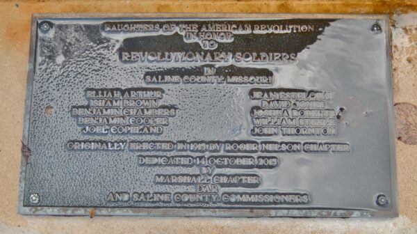 REVOLUTIONARY SOLDIERS IN SALINE COUNTY, MISSOURI MEMORIAL FOUNTAIN PLAQUE