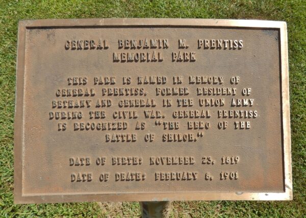 GENERAL BENJAMIN M. PRENTISS MEMORIAL PARK PLAQUE