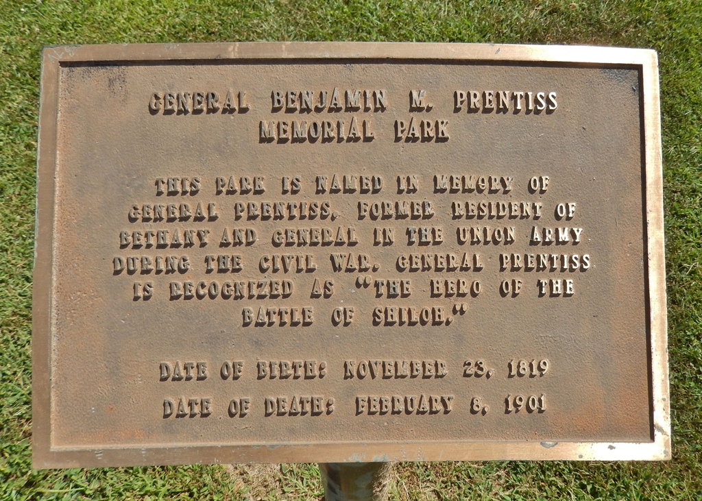 GENERAL BENJAMIN M. PRENTISS MEMORIAL PARK PLAQUE