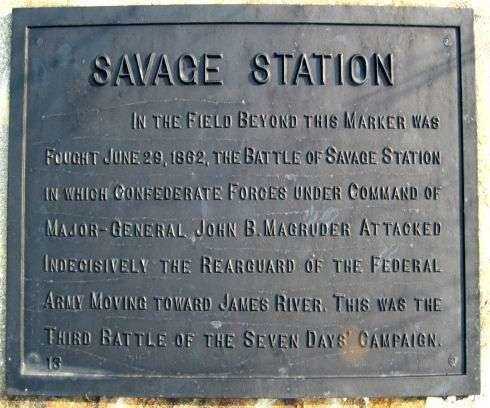SAVAGE STATION WAR MEMORIAL PLAQUE