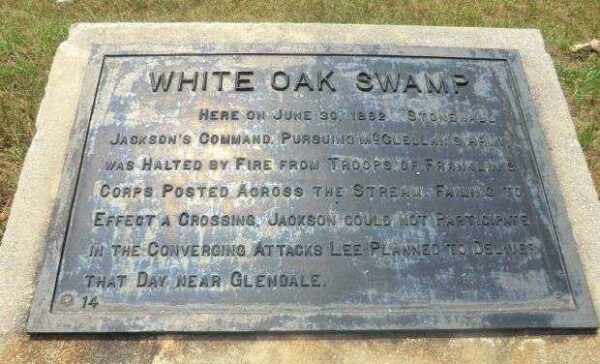 WHITE OAK SWAMP WAR MEMORIAL PLAQUE