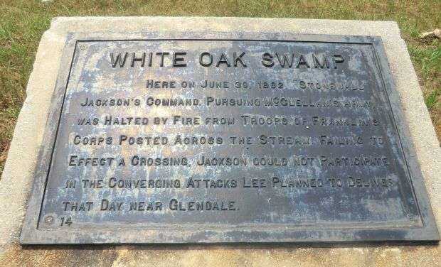 WHITE OAK SWAMP WAR MEMORIAL PLAQUE