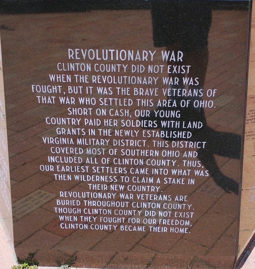 CLINTON COUNTY VETERANS MEMORIAL NARRATIVE STONE A