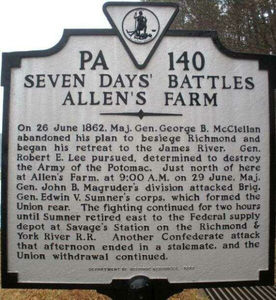 SEVEN DAYS BATTLES WAR MEMORIAL MARKER X