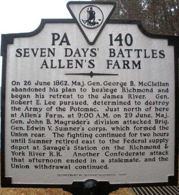 SEVEN DAYS BATTLES WAR MEMORIAL MARKER X