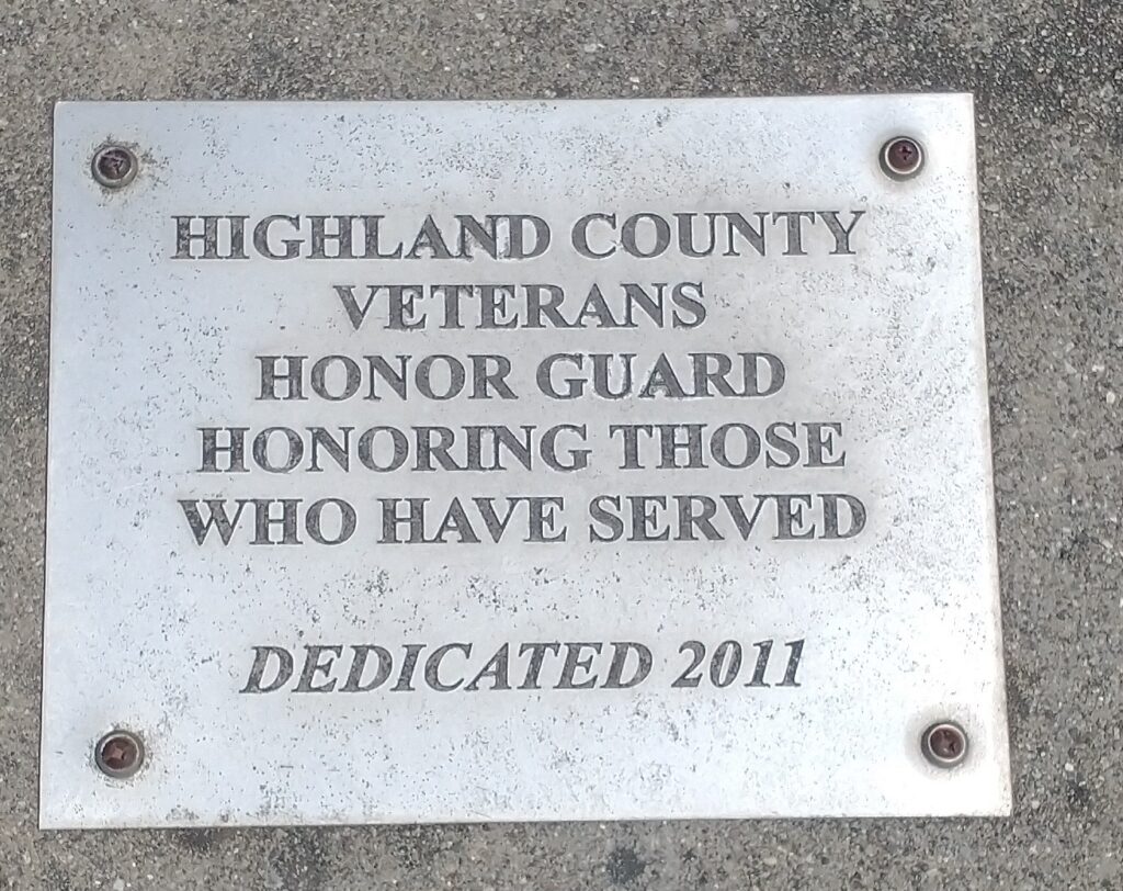 HIGHLAND COUNTY VETERANS MEMORIAL PLAQUE B