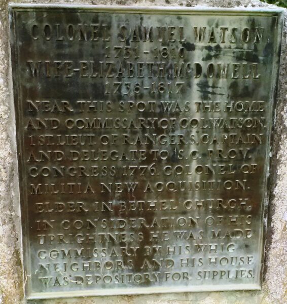 COLONEL SAMUEL WATSON REVOLUTIONARY WAR MEMORIAL PL;AQUE