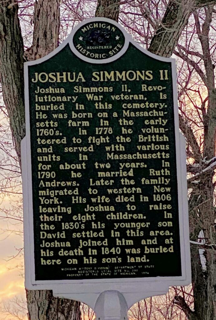 JOSHUA SIMMONS II REVOLUTIONARY WAR VETERANS MEMORIAL MARKER