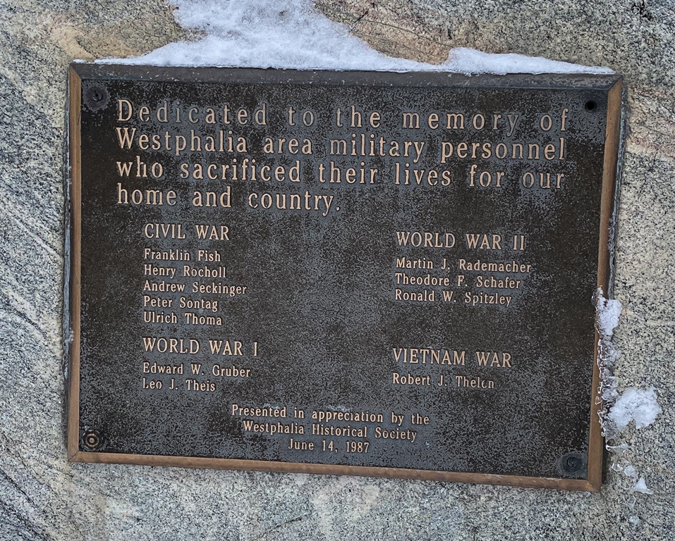 WESTPHALIA SUPREME SACRIFICE VETERANS MEMORIAL PLAQUE