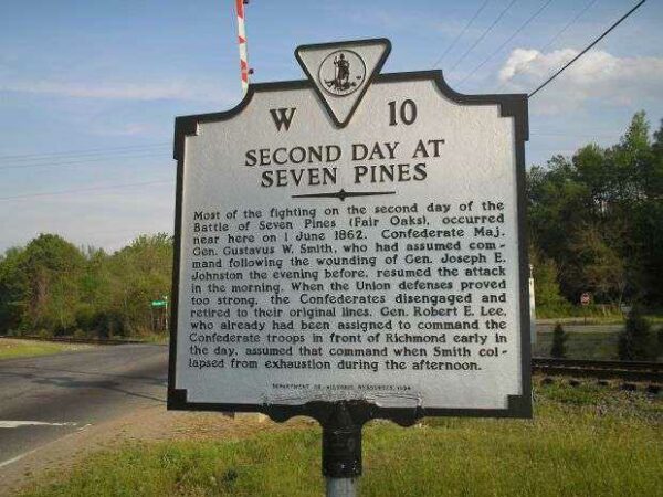 SECOND DAY AT SEVEN PINES WAR MEMORIAL MARKER
