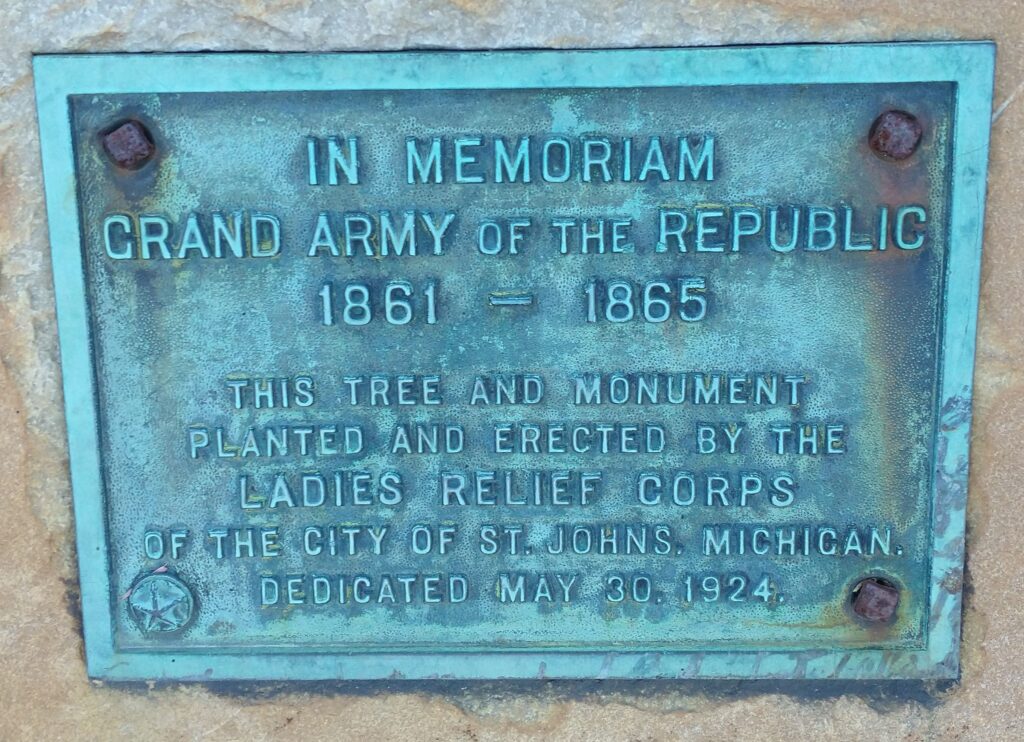 IN MEMORIAM GRAND ARMY OF THE REPUBLIC TREE PLAQUE