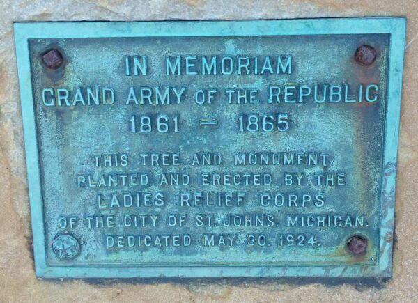 IN MEMORIAM GRAND ARMY OF THE REPUBLIC TREE PLAQUE
