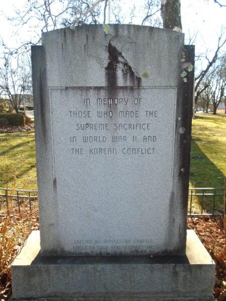 MIDDLETOWN WORLD WAR II AND KOREAN CONFLICT SUPREME SACRIFICE MEMORIAL