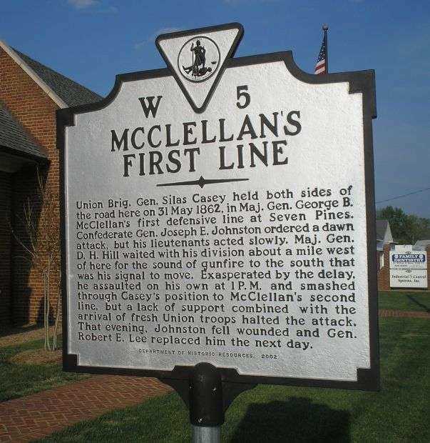 MCCLELLAN’S FIRST LINE WAR MEMORIAL MARKER