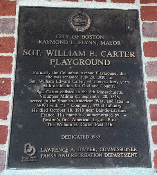 SGT. WILLIAM E. CARTER PLAYGROUND MEMORIAL PLAQUE