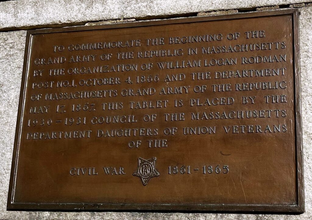 GRAND ARMY OF THE REPUBLIC IN MASSACHUSETTS MEMORIAL PLAQUE