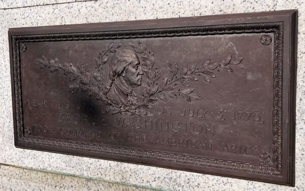 GEORGE WASHINGTON TOOK COMMAND WAR MEMORIAL GATE PLAQUE A