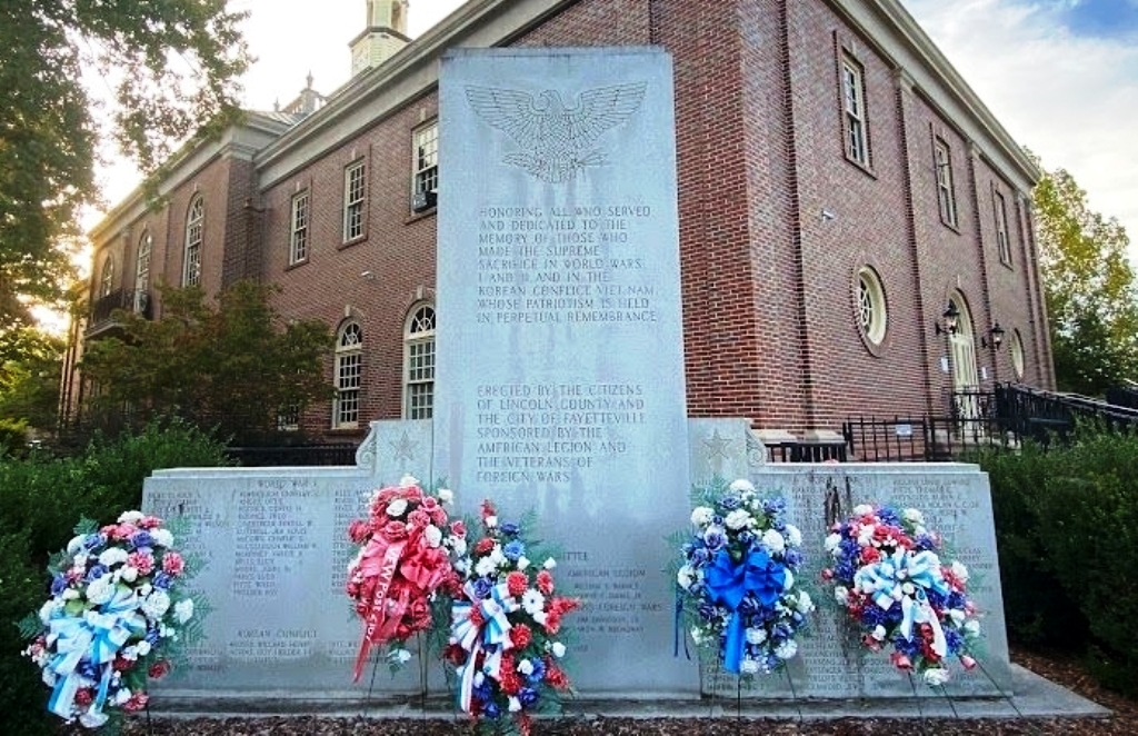 LINCOLN COUNTY AND CITY OF FAYETTEVILLE SUPREME SACRIFICE MEMORIAL FRONT