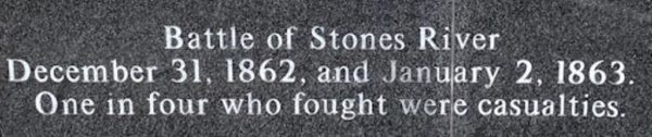 BATTLE OF STONES RIVER WAR MEMORIAL STONE