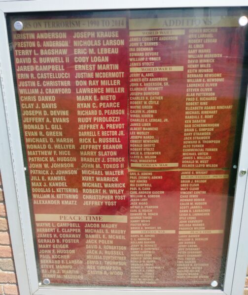 MALVERN AREA VETERANS MEMORIAL HONOR ROLL PLAQUE H