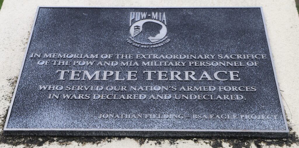 TEMPLE TERRACE POW AND MIA WAR MEMORIAL PLAQUE
