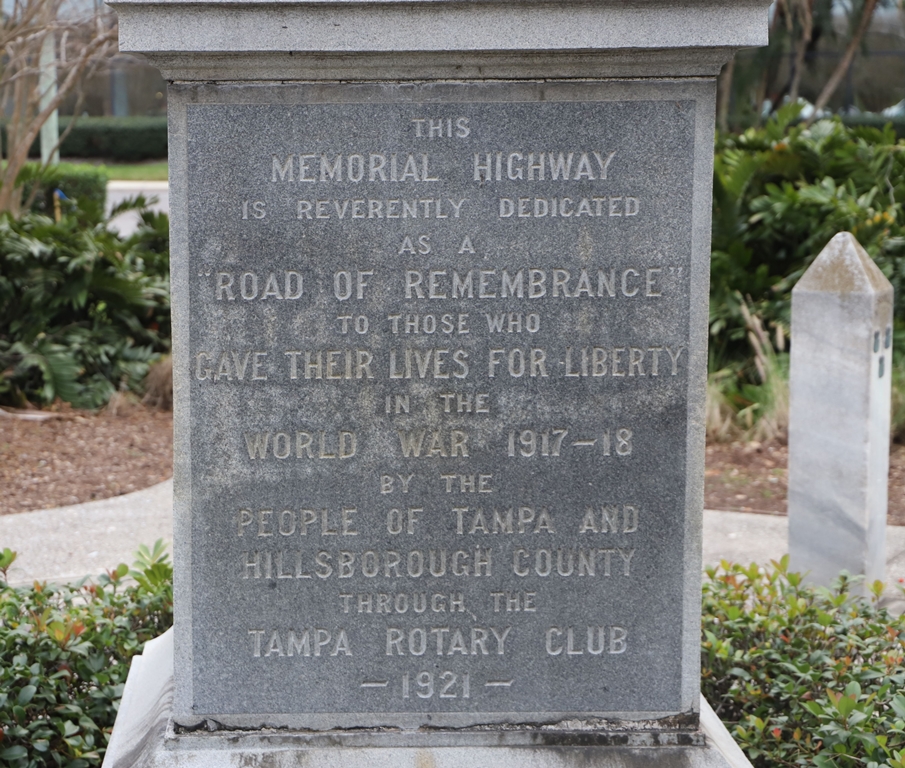 TAMPA AND HILLSBOROUGH COUNTY ROAD OF REMEMBRANCE MEMORIAL SIDE A